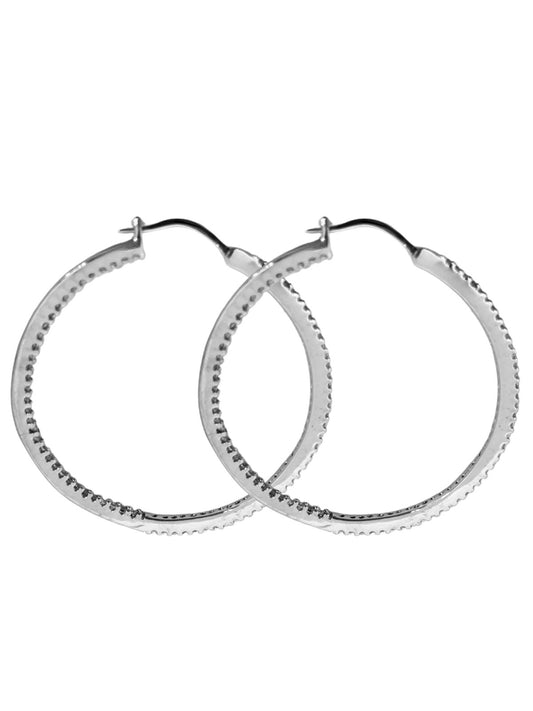 Tırnaklı Taşlı Büyük Gümüş Kadın Halka Küpe 5x5CM