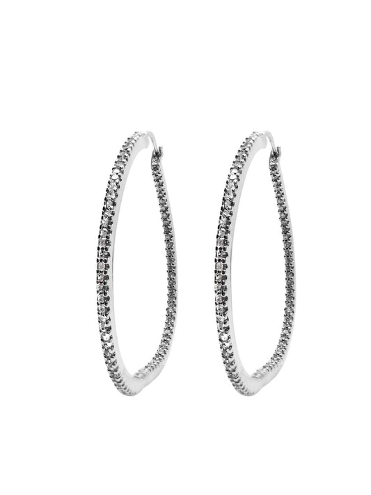 Tırnaklı Taşlı Büyük Gümüş Kadın Halka Küpe 5x5CM