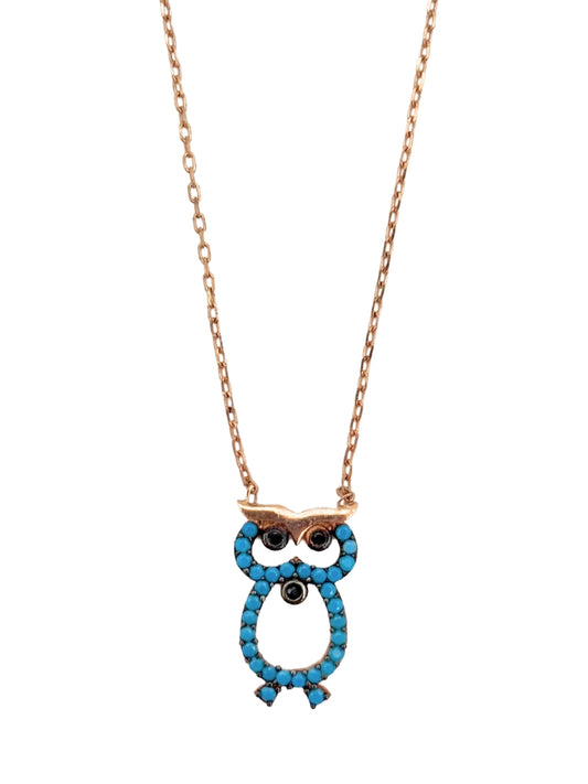 Işıltı Baykuş Hayalet Gümüş Kadın Kolye