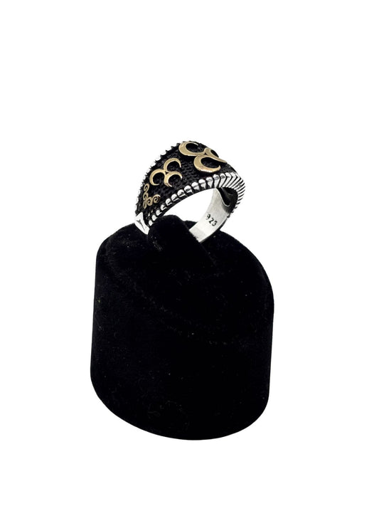 Üç Hilal Karartma Gümüş Erkek Yüzük