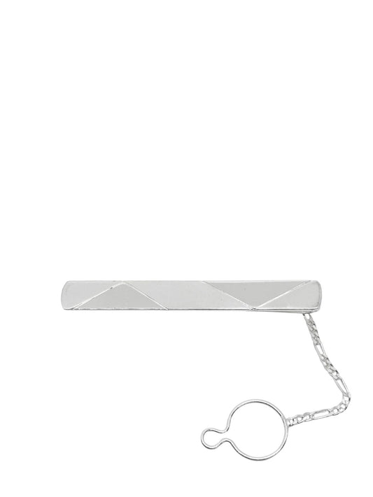 Üçgen Desenli Gümüş Erkek Kravat İğnesi 6x0.7 cm