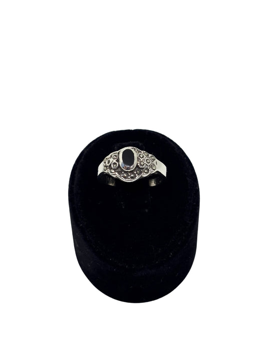 Vintage Desenli Markazit Taşlı Gümüş Kadın Yüzük