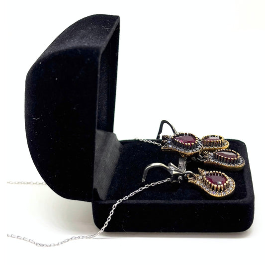 Sparkling Ruby Tulip Silver Set & Set