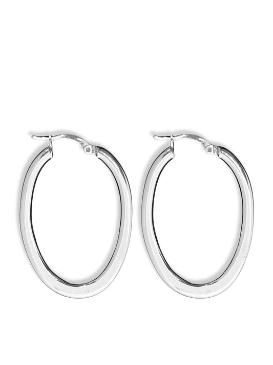 Yassı Oval Kadın Gümüş Halka Küpe 2.5x4CM