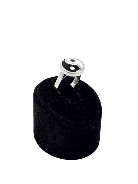 Yuvarlak Mineli Ying–Yang Denge Gümüş Erkek Yüzük-RXY7-GE64