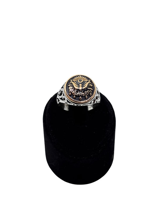 Yuvarlak Osmanlı Motifli Gümüş Erkek Yüzük