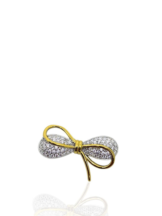 Zirkon Taşlı Fiyonk Gümüş Broş 2.1x1.5cm