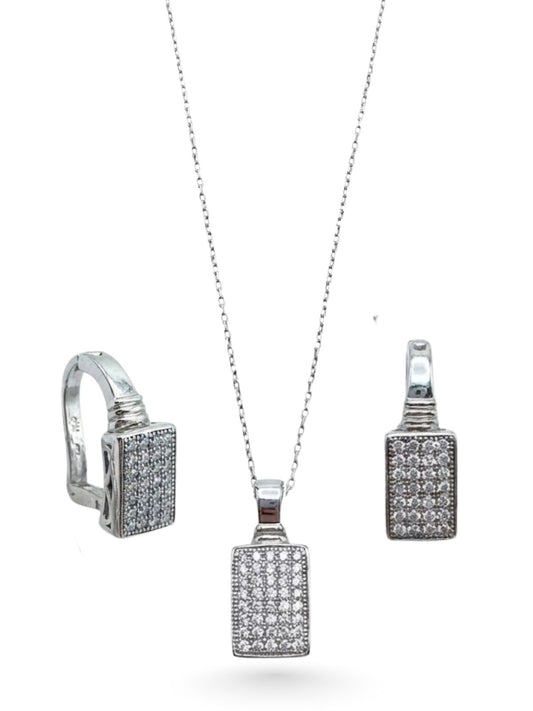 Işıltılı Dikdörtgen Gümüş Set&Takım