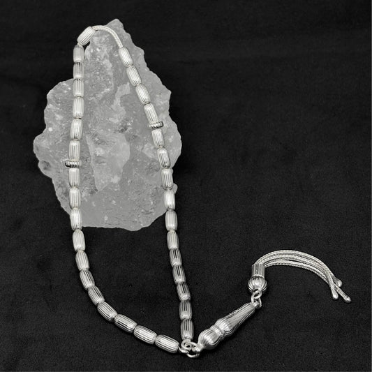 Cube Cylinder Silver Prayer Beads