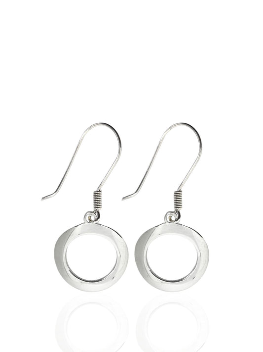 Eğimli İçi Boş Yuvarlak Kadın Sallantılı Gümüş Küpe