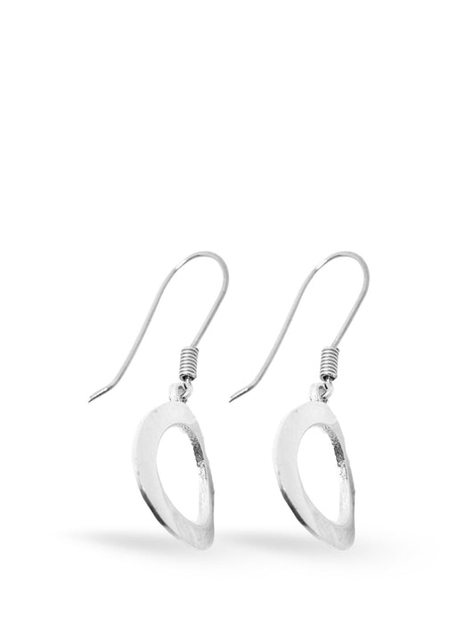 Eğimli İçi Boş Yuvarlak Kadın Sallantılı Gümüş Küpe