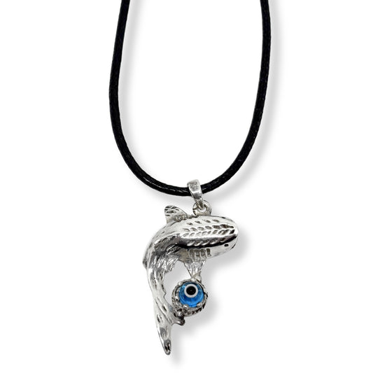 Evil Eye Shark Women's Silver Necklace