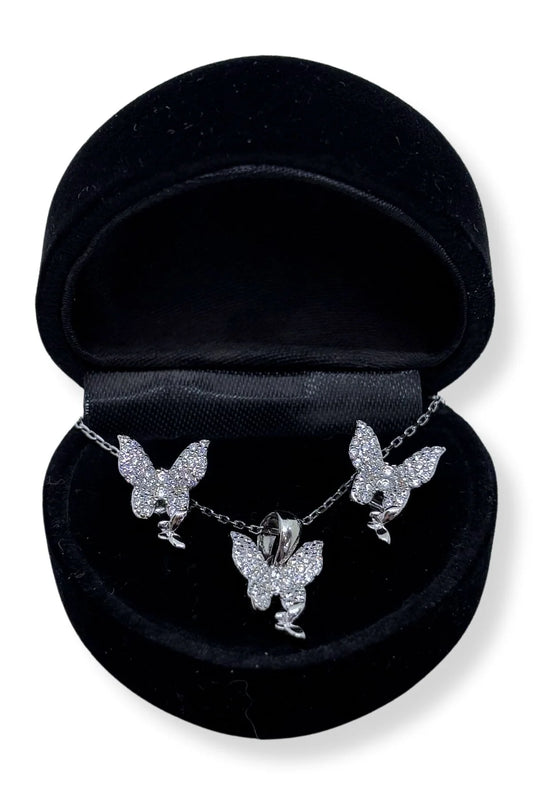 Işıltılı Kanatlar Koleksiyonu Gümüş Kelebek Set&Takım