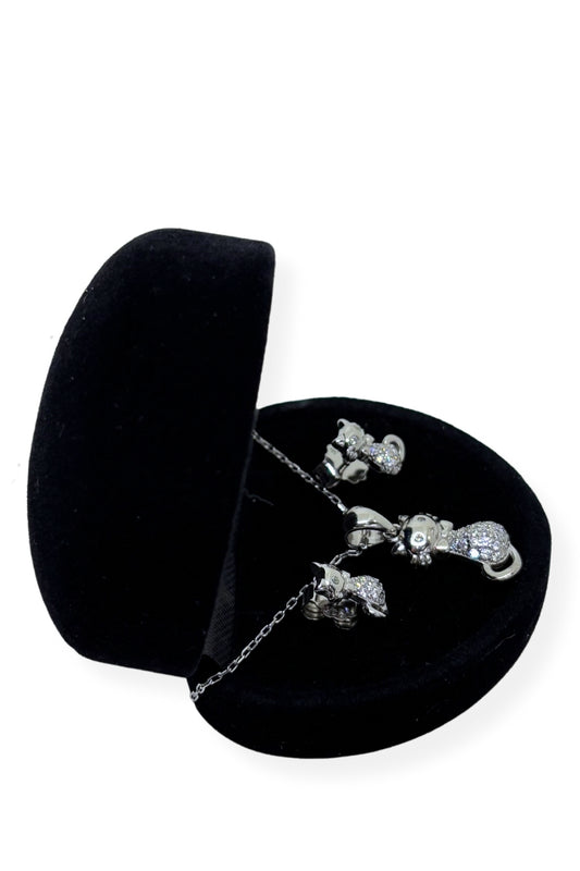 Glittery Cat Silver Set &amp; Set
