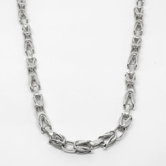 Knotted Paperclip Thick Silver Chain Necklace 55CM