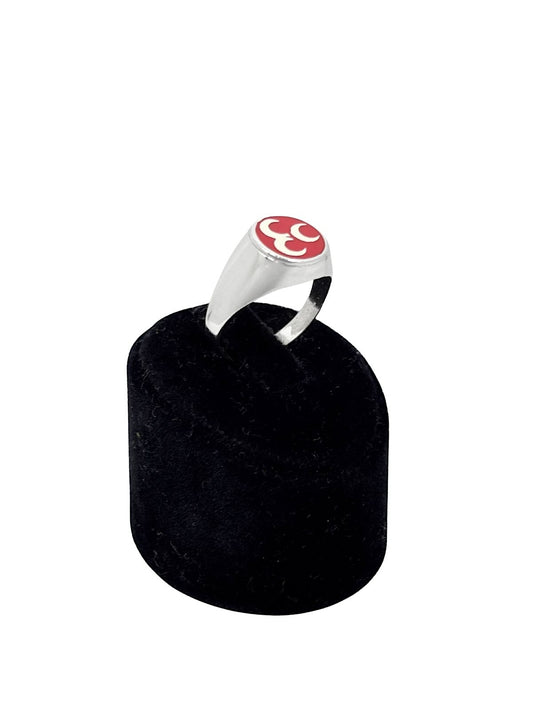 Yuvarlak Mineli Üç Hilal Gümüş Erkek Yüzük