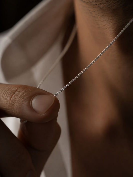 Corda Örgü Gümüş Rodyum Kaplama Zincir Kolye-1mm [OYOT417]
