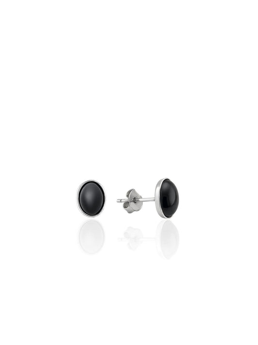 Doğal Taşlı Oval Gümüş Küpe 0.8x0.6cm [OYOK375]