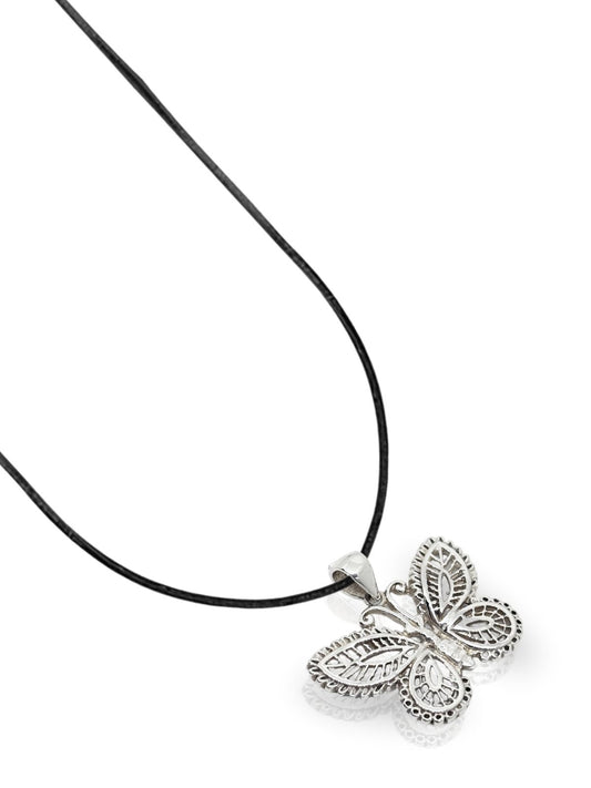 Bohem Ajur İşlemeli Gümüş Kelebek Kolye 2.6x3.1 cm [OYSY232]