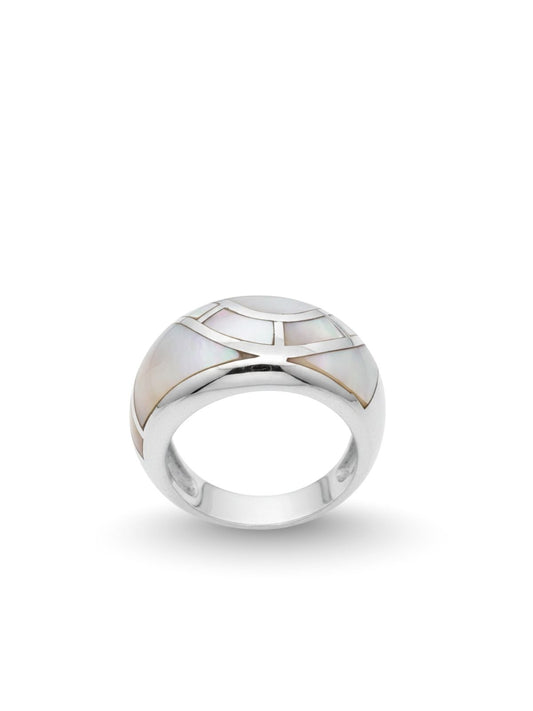 Bombeli Sedefli Tasarım Kadın Gümüş Yüzük