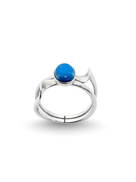 Doğal Mavi Apatit Taşlı Gümüş Kadın Yüzük