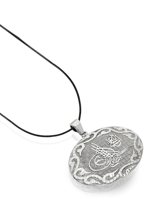 Gümüş Osmanlı Tuğrası Kabartmalı Vintage Kolye 4.5x4.2 cm [OYSY197]