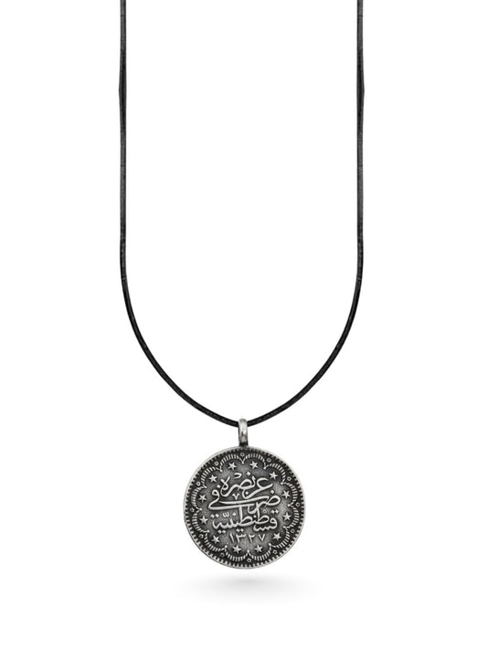 Karartma Osmanlı Tuğralı Çift Taraflı Gümüş Sikke Kolye 2.6x2.3 cm [OYSY205]