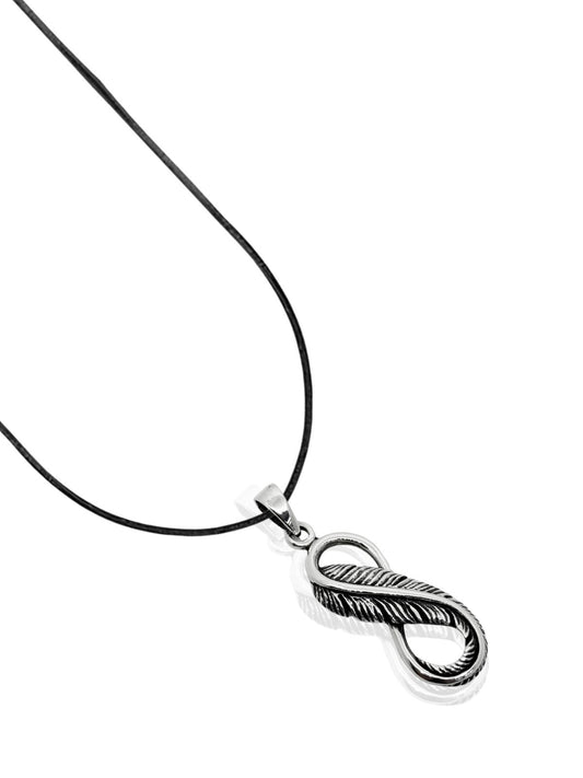 Kuş Tüyü Sarılı Gümüş Sonsuzluk Kolye Ucu 4x1.3 cm [OYSY212]