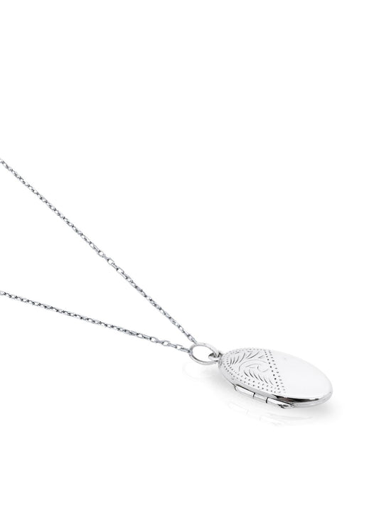 Oval Düz Kapaklı Lazerli Gümüş Fotoğraflık Kolye 3.5x1.5 cm