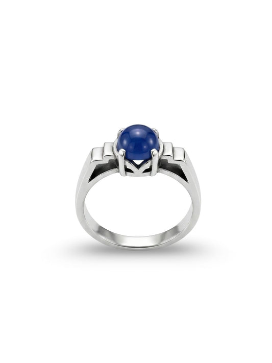 Mavi Akik Taşlı Modern Tasarım Gümüş Kadın Yüzük