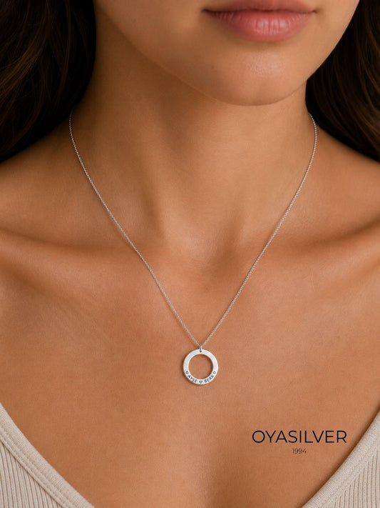 Kişiselleştirilebilir Gümüş Çember İsim Kolye [OYOT371]