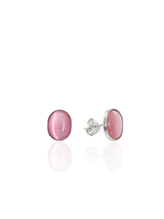 Oval Sedef Taşlı Gümüş Küpe 1x0.8cm [OYOK376]