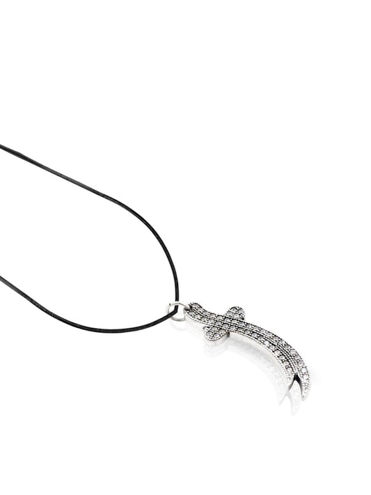 Zirkon Taşlı Gümüş Zülfikar Kolye Ucu 3.3x1cm [OYOT340]