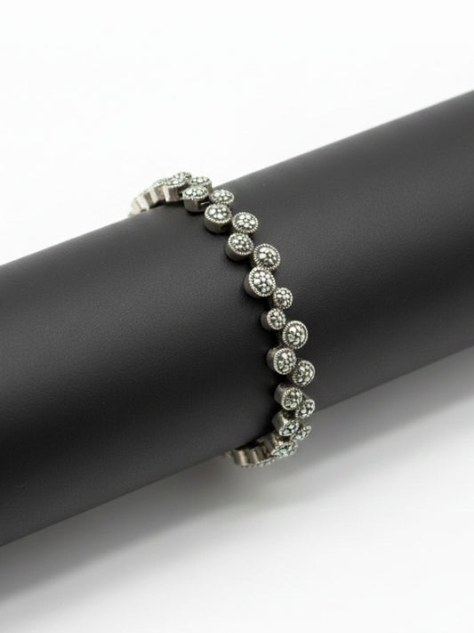 Işıltılı Daireler Markazit Taşlı Gümüş Kadın Bileklik