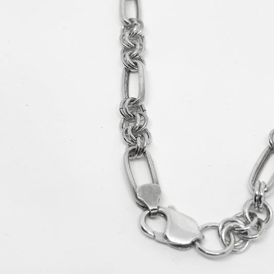 Double Triple Ring Link Paper Clip Silver Chain Necklace 60CM