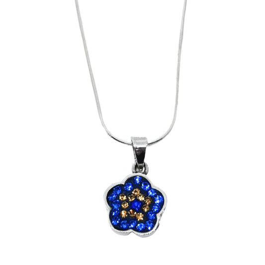 Blue Sparkling Clover Silver Evil Eye Women's Necklace - Blue Protection Collection IKM