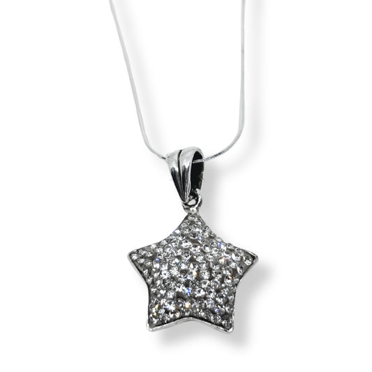 Colorful Sparkling Star Silver Women's Necklace Models IKM