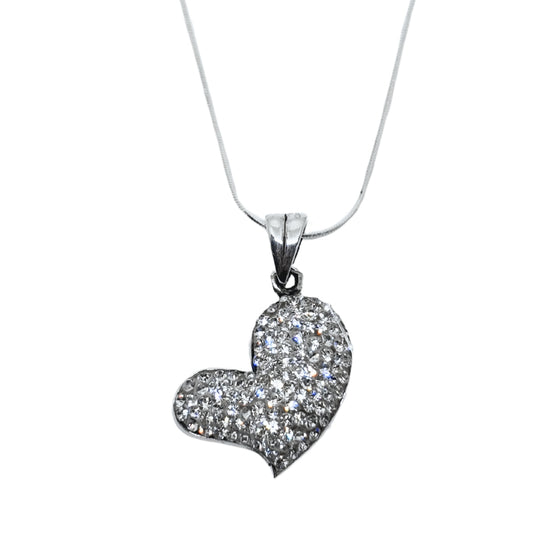 Sparkling Heart Silver Women's Necklace IKM - Shiny Hearts