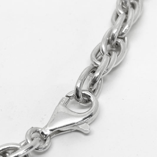 Double Tight Link Oval Silver Chain Necklace 48CM