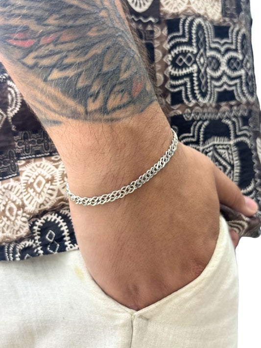 Thin Classic Silver Men's Chain Bracelet