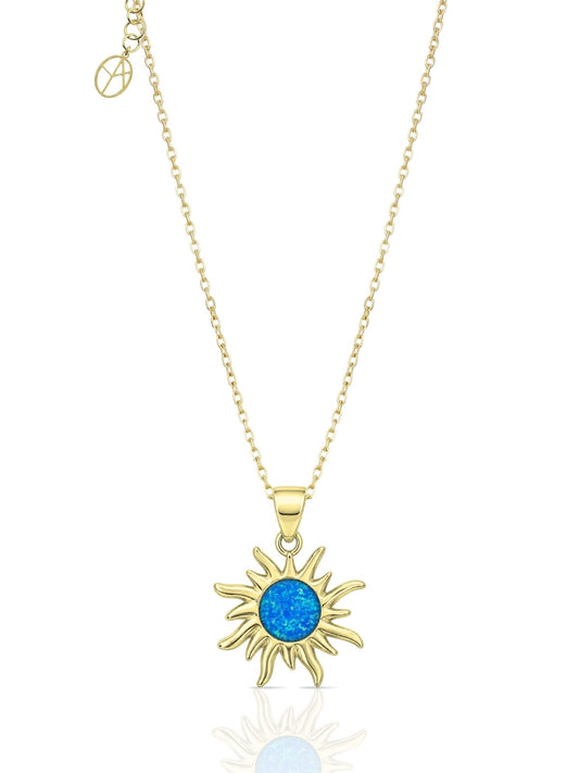 Sonnen-Halskette aus 925 Silber mit blauem Opal – Oya Silver – Ansicht 2