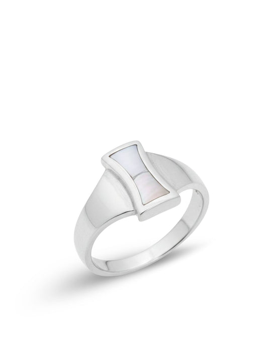 Modern Sedef Taşlı Kadın Gümüş Yüzük