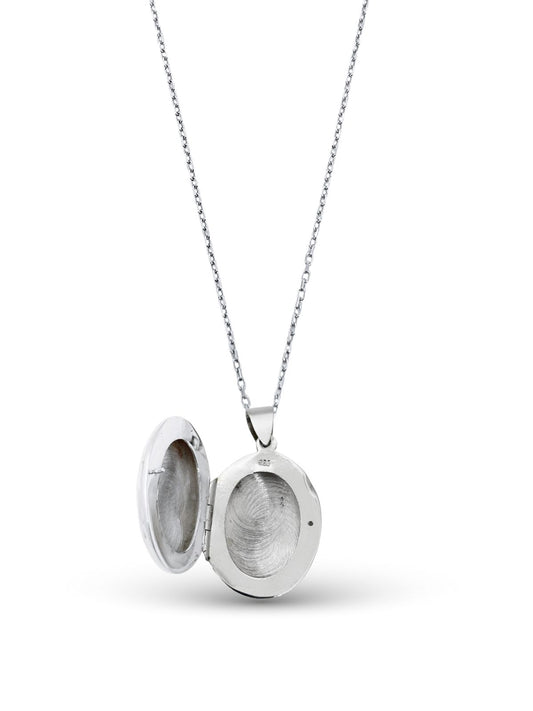 Oval Lazerli Kapaklı Gümüş Fotoğraf Kolye 3.5x2 cm