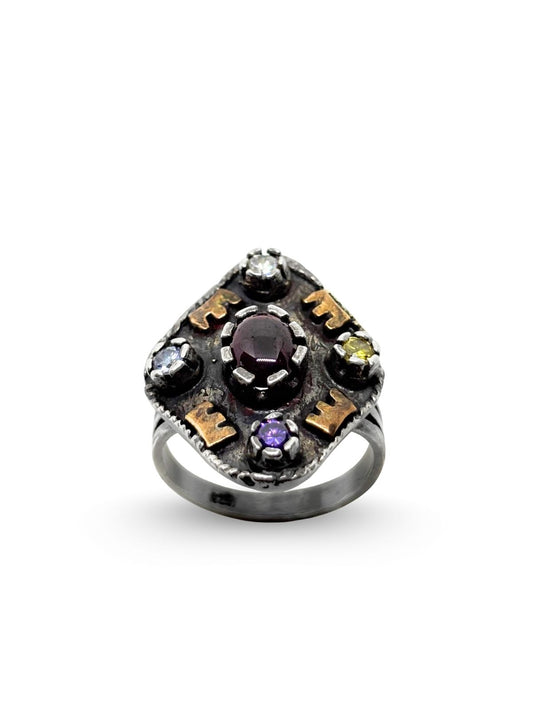 Otantik Ametist Taşlı Gümüş Kadın Yüzük