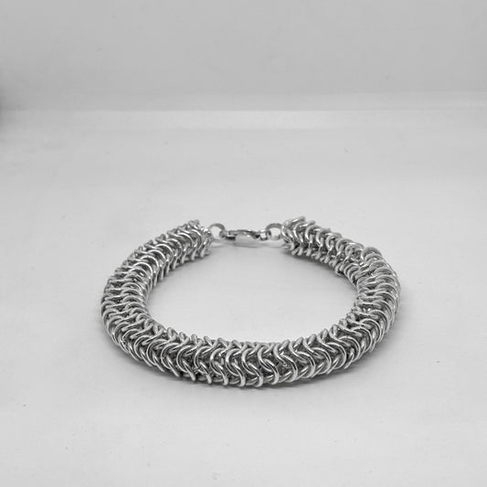 Thick Dense Loop Woven Silver Bracelet