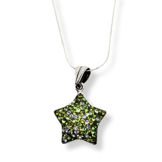 Colorful Sparkling Star Silver Women's Necklace Models IKM