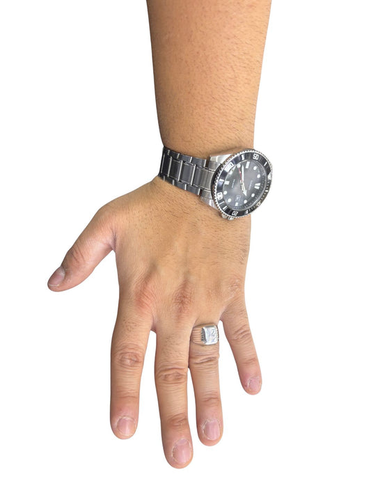 Lazer İşlemeli Gümüş Erkek Yüzük