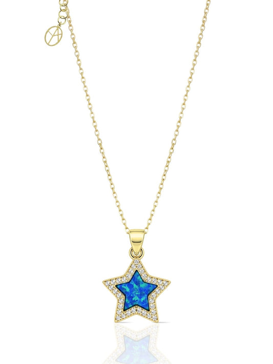 Opal-Stern-Halskette aus 925 Silber mit Zirkonia – Oya Silver – Ansicht 2