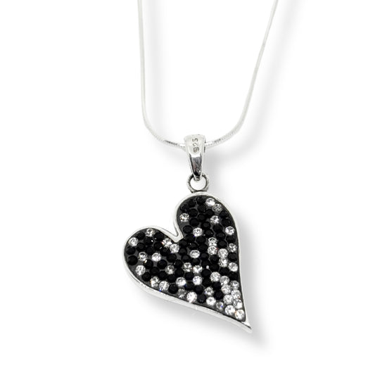 Colorful Sparkle Heart Silver Women's Necklace IKM