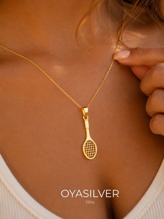Gümüş Tenis Raketi Kolye 3.2x1 cm [OYOT395]